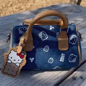 Hello Kitty Denim Blue and Tan Mini Bag